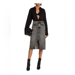 AG Jeans Haruko A-Line Denim Skirt black distressed denim 25